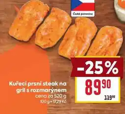 Billa Kuřecí prsní steak na gril s rozmarýnem cena za nabídka