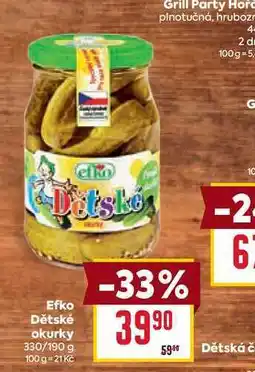 Billa Dětské okurky 330/190 g nabídka