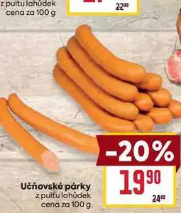 Billa Učňovské párky z pultu lahůdek cena za nabídka