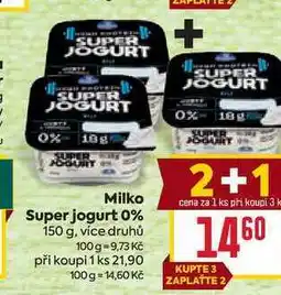 Billa Milko Super jogurt 0% nabídka