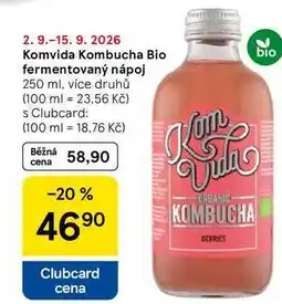 Tesco Komvida Kombucha Bio fermentovaný nápoj, 250 ml, více druhů nabídka