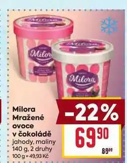 Billa Milora Mražené ovoce v čokoládě jahody, maliny nabídka