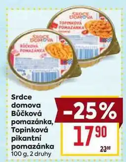 Billa Srdce domova Bůčková pomazánka, Topinková pikantní pomazánka nabídka