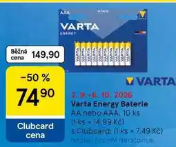 Tesco Varta Energy Baterie AA nebo AAA, 10 ks nabídka
