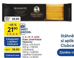 Tesco Franz Josef Kaiser Těstoviny, 500 g, více druhů nabídka