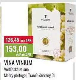Ratio VÍNA VINIUM, Veltlínské zelené, Modrý portugal, Tramín červený 31 nabídka