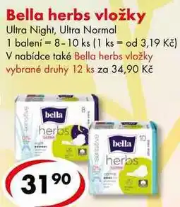 CBA Bella herbs vložky, 8-10 ks nabídka