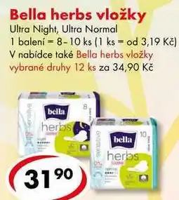 CBA Bella herbs vložky, 8-10 ks nabídka