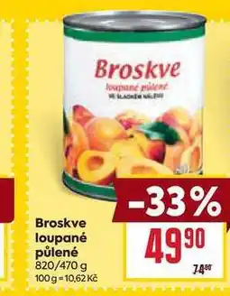 Billa Broskve loupané půlené 820/470 g nabídka