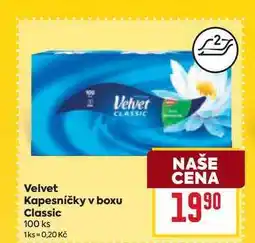 Billa Velvet Kapesníčky v boxu Classic 100 ks nabídka