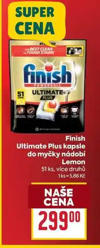 Billa Finish Ultimate Plus kapsle do myčky nádobí Lemon 51 ks nabídka