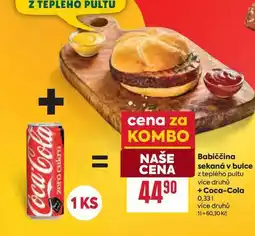 Billa Babiččina sekaná v bulce z teplého pultu více druhů + Coca-Cola 0,33l nabídka