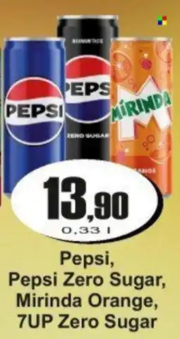Adam Pepsi, Pepsi Zero Sugar, Mirinda Orange, 7UP Zero Sugar nabídka