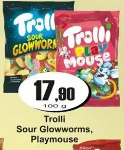 Adam Trolli sour glowworms, playmouse nabídka