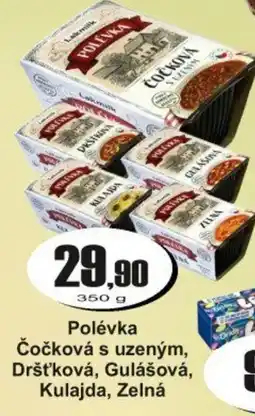 Adam Lakmilk Polévka Čočková s uzeným, Dršťková, Gulášová, Kulajda, Zelná nabídka