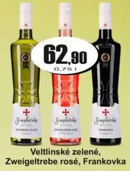 Adam Templářské Veltlínské zelené, Zweigeltrebe rosé, Frankovka nabídka