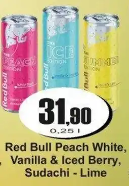 Adam Red Bull Peach White, Vanilla & Iced Berry, Sudachi - Lime nabídka