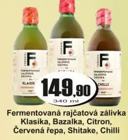 Adam Fermentována rajčatová zálivka Klasika, Bazalka, Citron, Červená řepa, Shitake, Chilli nabídka