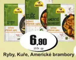 Adam Nadir ryby, kuře, americké brambory nabídka