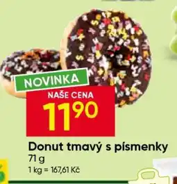 Hruška Donut tmavý s písmenky nabídka