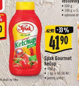 Jip Spak gourmet kečup nabídka