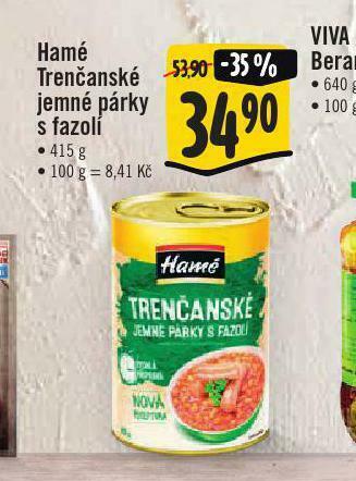Jip Hamé trenčanské jemné párky s fazolí nabídka