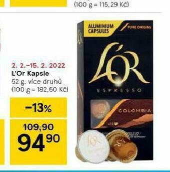 Tesco L´or kapsle nabídka