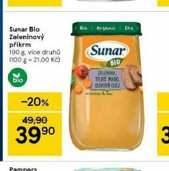 Tesco Sunar bio zeleninový příkrm nabídka