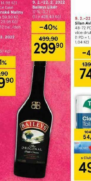 Tesco Baileys likér nabídka