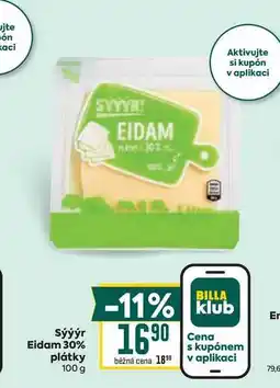 Billa Sýýýr Eidam 30% plátky nabídka
