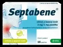 Benu Septabene citron a bezový květ 3 mg/1 mg pastilky, 16 pastilek nabídka