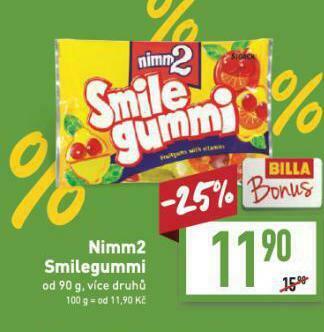 Billa Nimm2 smilegummi nabídka