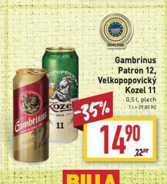 Billa Pivo velkopopovický kozel nabídka