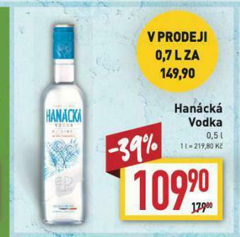 Billa Hanácká vodka nabídka