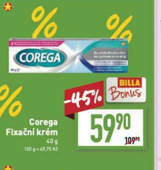 Billa Corega fixační krém nabídka