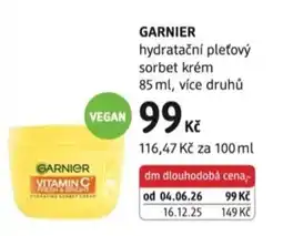 dm drogerie Garnier hydratační pleťový sorbet krém nabídka