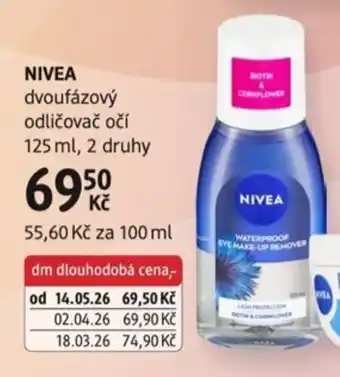 dm drogerie Nivea dvoufázový odličovač očí nabídka