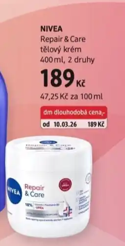 dm drogerie Nivea repair & care tělový krém nabídka