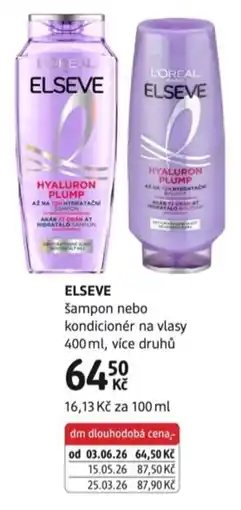 dm drogerie Elseve šampon nebo kondicionér na vlasy nabídka