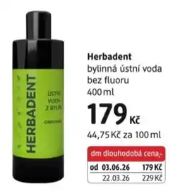 dm drogerie Herbadent bylinná ústní voda bez fluoru nabídka