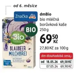 dm drogerie Dmbio bio mléčná borůvková kaše nabídka