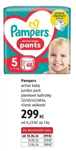 dm drogerie Pampers active baby jumbo pack plenkove kalhotky nabídka