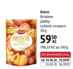 dm drogerie Emco broskve plátky sušené mrazem nabídka