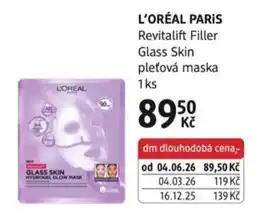 dm drogerie L'oreal paris revitalift filler glass skin pleťová maska nabídka
