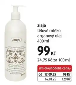 dm drogerie Ziaja tělové mléko arganový olej nabídka
