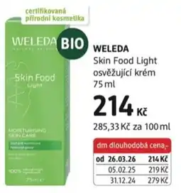 dm drogerie Weleda skin food light osvezujici krem nabídka