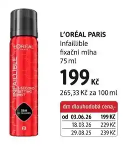 dm drogerie L'oréal paris infaillible fixační mlha nabídka