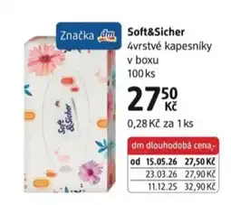 dm drogerie Soft&Sicher 4vrstvé kapesníky nabídka