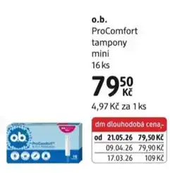 dm drogerie ob. procomfort tampony mini nabídka