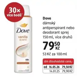 dm drogerie Dove dámský antiperspirant nebo deodorant sprej nabídka